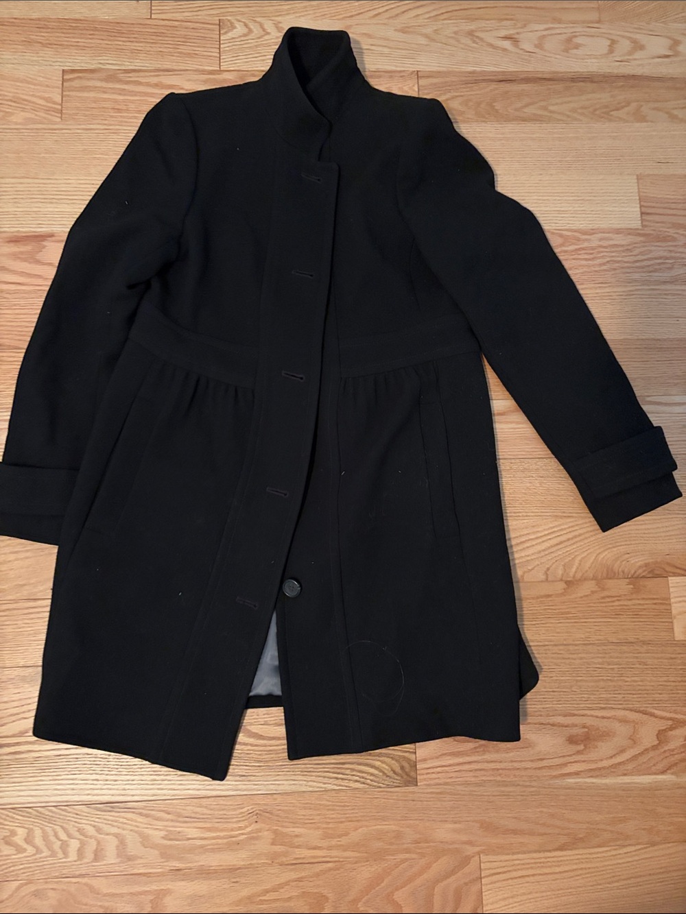 J. Crew Black Wool Pea Coat with Stand Collar